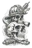 skull and firefighting  tattoo design idea