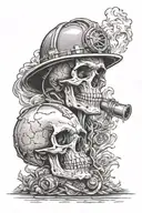 skull and firefighting  tattoo design idea