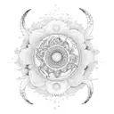 sunflower and moon and koi fish yin and yang tattoo design idea