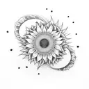 sunflower and moon and koi fish yin and yang tattoo design idea