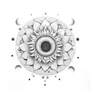 sunflower and moon and koi fish yin and yang tattoo design idea