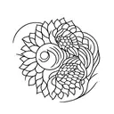 sunflower and moon and koi fish yin and yang tattoo design idea