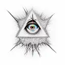 All Seeing Eye on the right hand followed by an enshrouded Misty forest wandered by lost souls searching for grace tattoo design idea