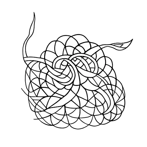 A minimalist depiction of a mystical creature formed by intertwining psychedelic plants tattoo design idea