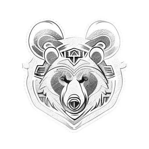 bear with 4 eagle feathers  tattoo design idea