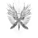 broken chains with cross and eagle feathers  tattoo design idea