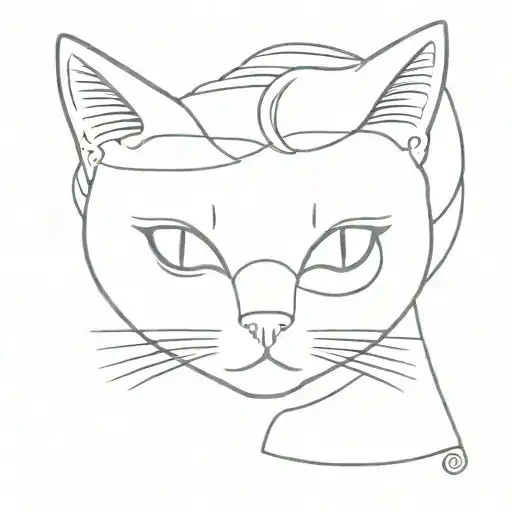 cat with eye patch girly tattoo design idea