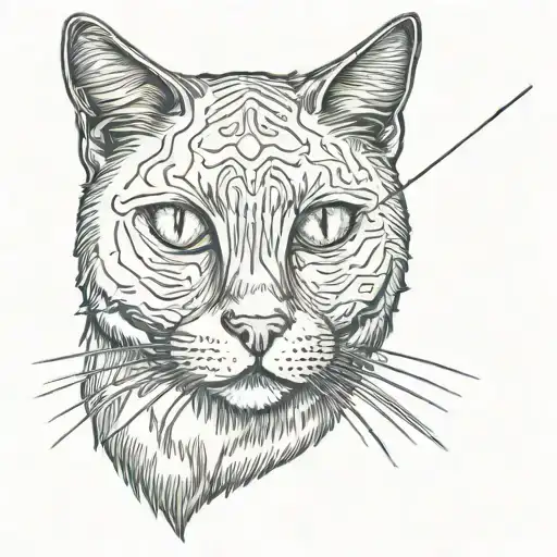 cat with eye patch  tattoo design idea