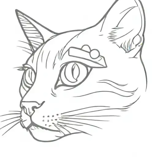 cat with eye patch girly tattoo design idea