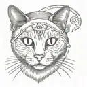 cat with eye patch  tattoo design idea