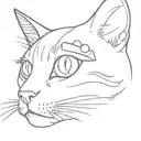 cat with eye patch girly tattoo design idea
