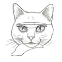 cat with eye patch girly tattoo design idea