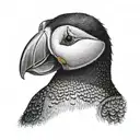 puffin sitting alone tattoo design idea