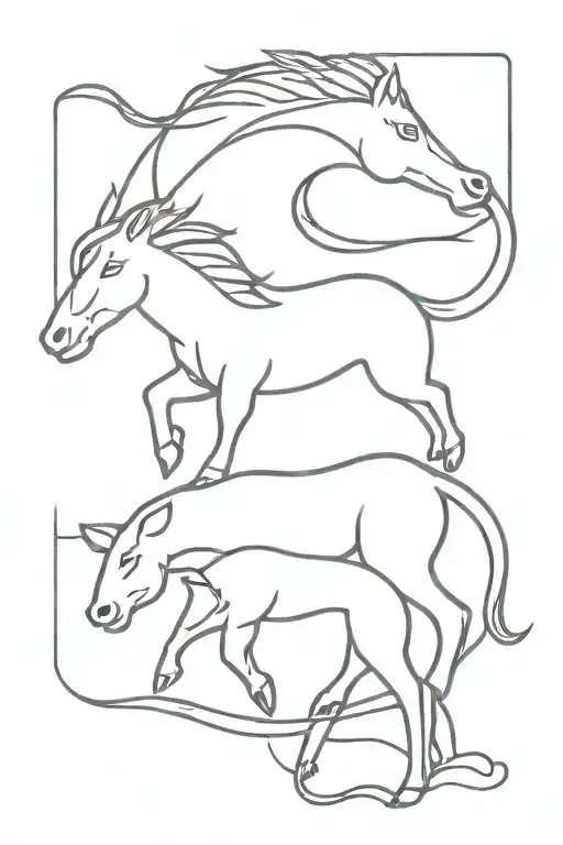 snake horse pig tattoo design idea
