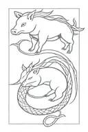 snake horse pig tattoo design idea