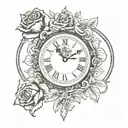 loyalty over royalty time clock and rose tattoo design idea