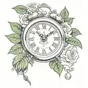loyalty over royalty time clock and rose tattoo design idea