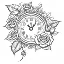 loyalty over royalty time clock and rose tattoo design idea