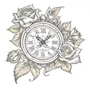 loyalty over royalty time clock and rose tattoo design idea