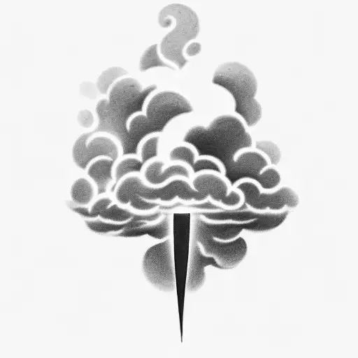 A bolt of lightning coming out of a cloud, and around both of them, a flame of firelahh tattoo design idea