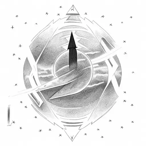 A bolt of lightning coming out of a cloud, and around both of them, a flame of fire tattoo design idea