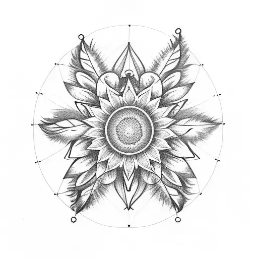 sunflower dreamcatcher tattoo design idea