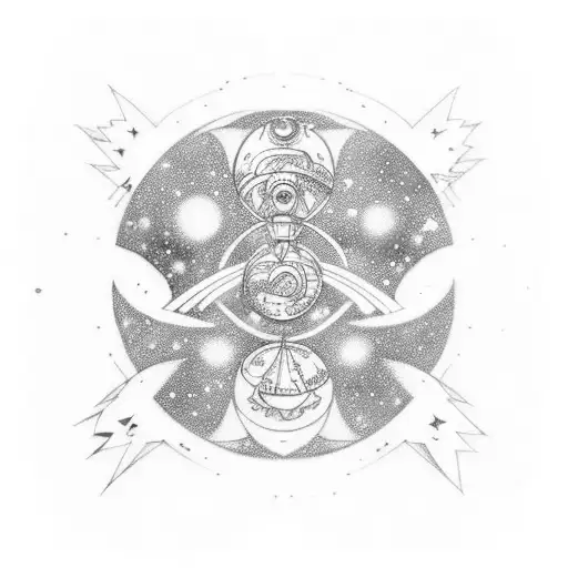 space galaxy symetrical tattoo design idea
