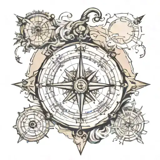 old compass map tattoo design idea
