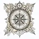 old compass map tattoo design idea