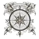 old compass map tattoo design idea