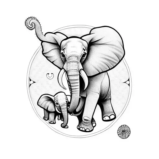 Elephant family tattoo design idea