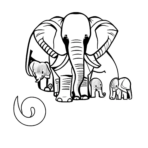 Elephant family tattoo design idea