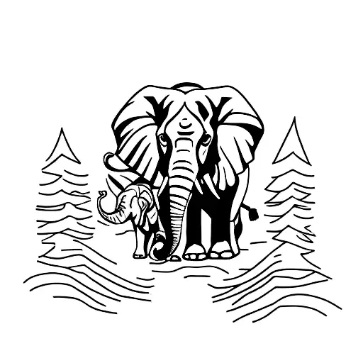 Elephant family tattoo design idea