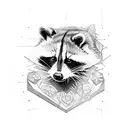 raccoon next to guillotine  tattoo design idea
