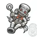 Voodoo doll sitting tattoo design idea