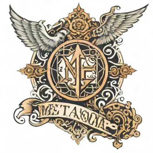 the word metanoia surrounded by designs tattoo design idea