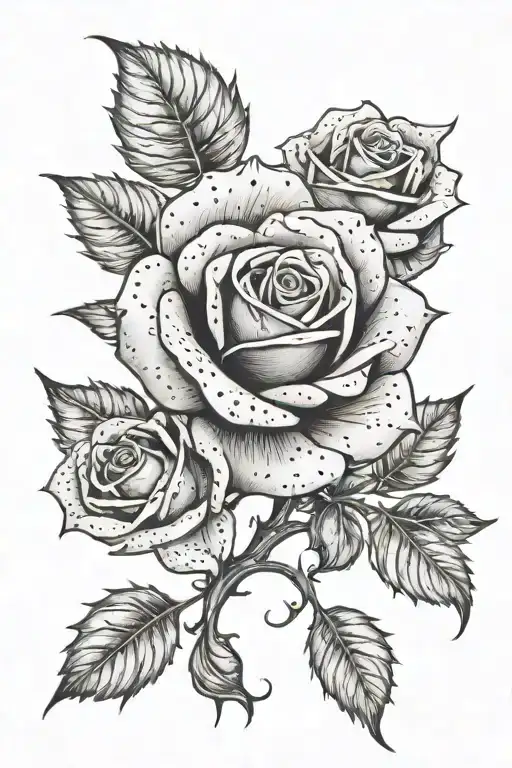 A tattoo design of a rose intertwined with thorns, each thorn representing a different element from nature, such as fire, water, earth, and air tattoo design idea