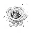 A stunning blackwork rose intertwined with a coiled snake, symbolizing the duality of beauty and danger tattoo design idea