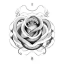 A stunning blackwork rose intertwined with a coiled snake, symbolizing the duality of beauty and danger tattoo design idea