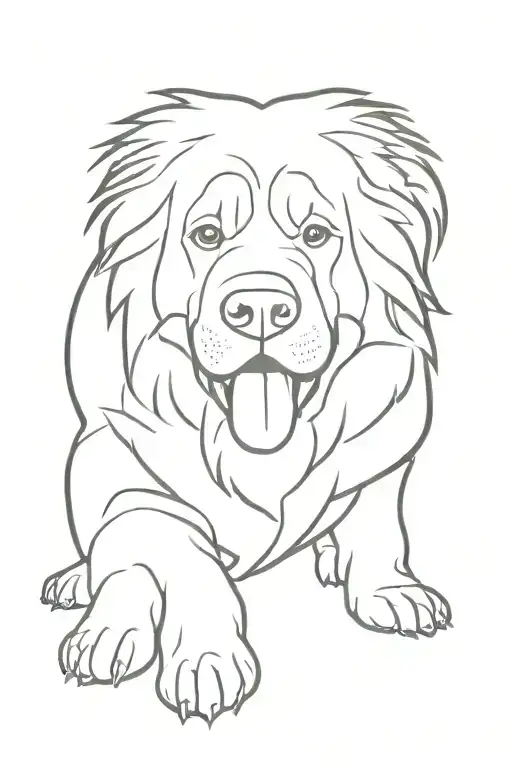 Grinning dog breed: Mongolian Tibetan Mastiff tattoo design idea