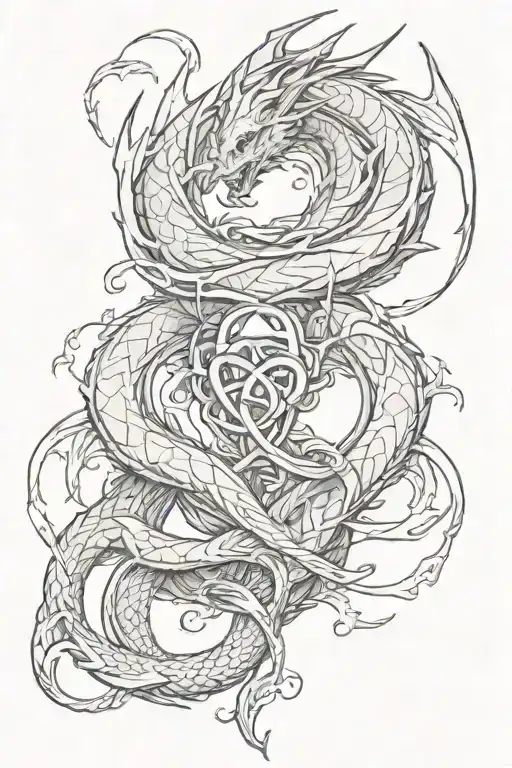 dragon heart intertwined with an infinity sign tattoo design idea