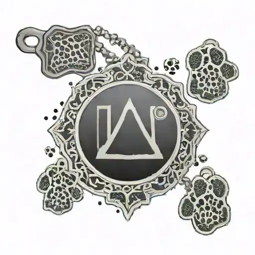 An intricate design of a military dog tag with a watermelon pattern and paw prints tattoo design idea