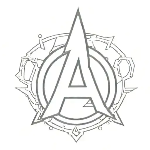 avengers logo incorporated with wanda maximoff marvel tattoo design idea
