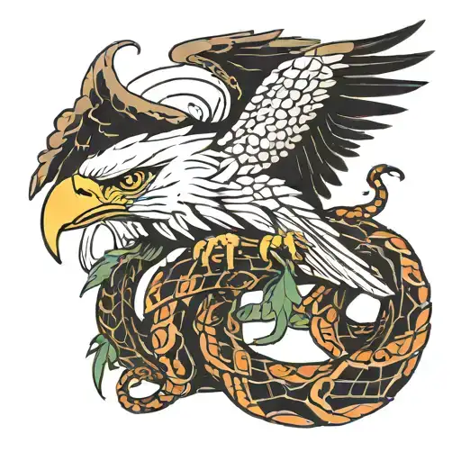 eagle eating snake  tattoo design idea