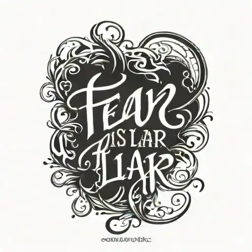 lettering tattoo that's says "fear is a liar" tattoo design idea