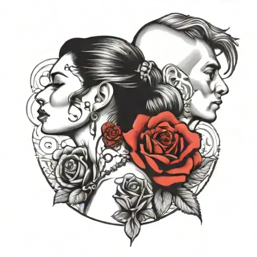 La familia on the neck tattoo with a rose next to it tattoo design idea