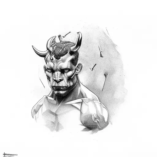 the thinker dishuised as the devil tattoo design idea