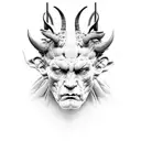 the thinker statue dishuised as the devil tattoo design idea