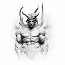 the thinker statue dishuised as the devil tattoo design idea