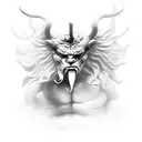 the thinker statue dishuised as the devil tattoo design idea